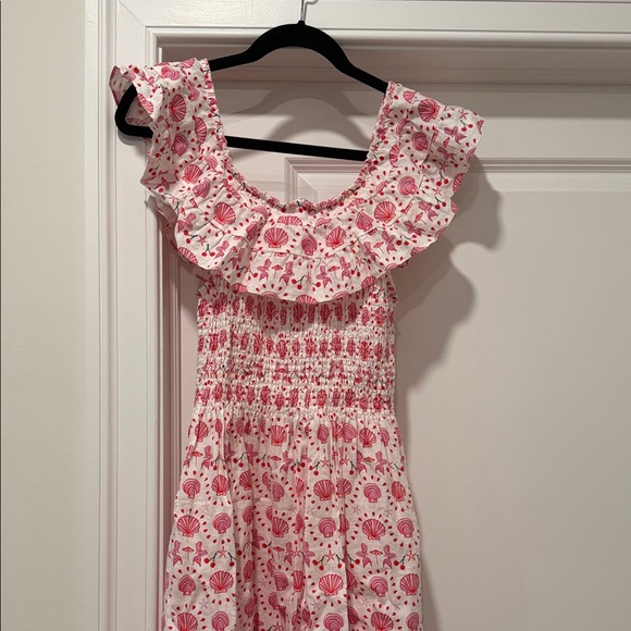 Hill House The Nap Dress Seashells Mermaids Sleeveless Floral Pink Midi - Picture 2 of 5